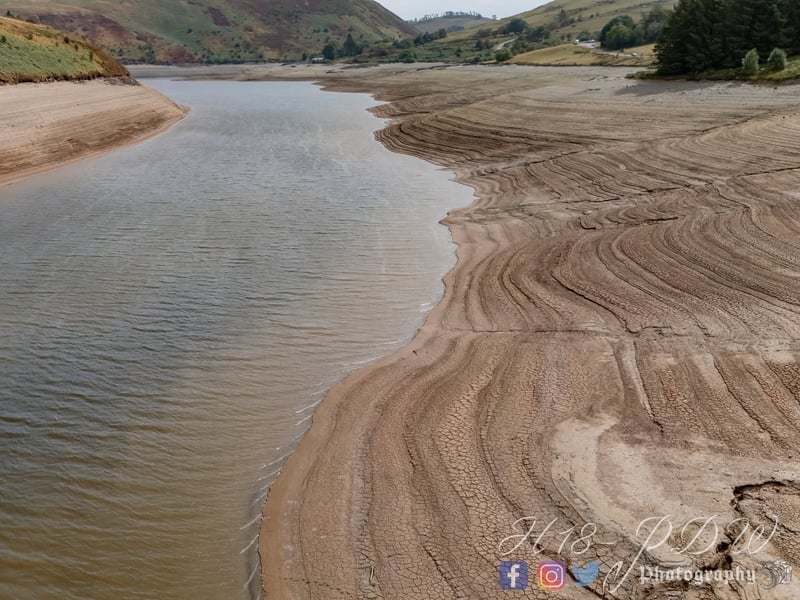 The water level at the Clywedog Reservoir has dropped significantly in recent weeks.