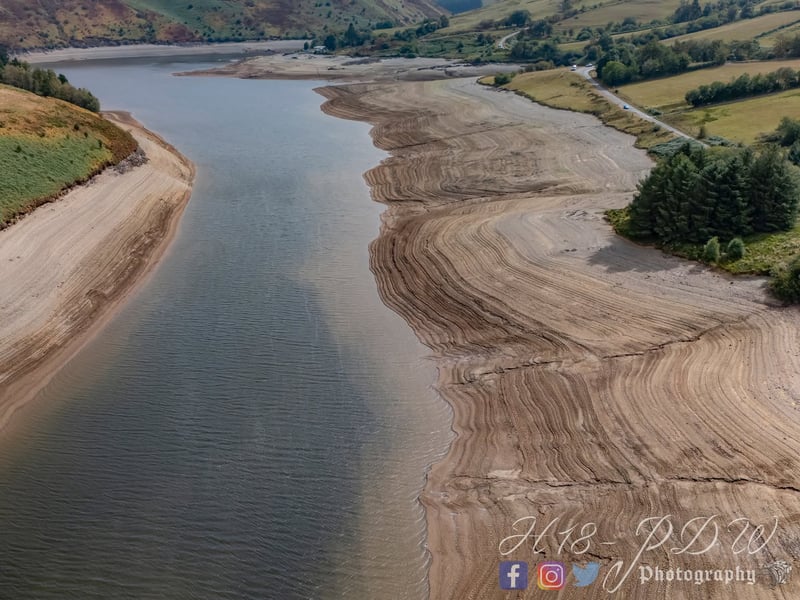 The water level at the Clywedog Reservoir has dropped significantly in recent weeks.