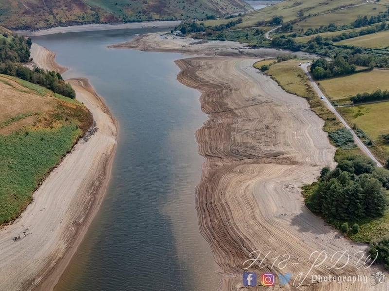 The water level at the Clywedog Reservoir has dropped significantly in recent weeks.