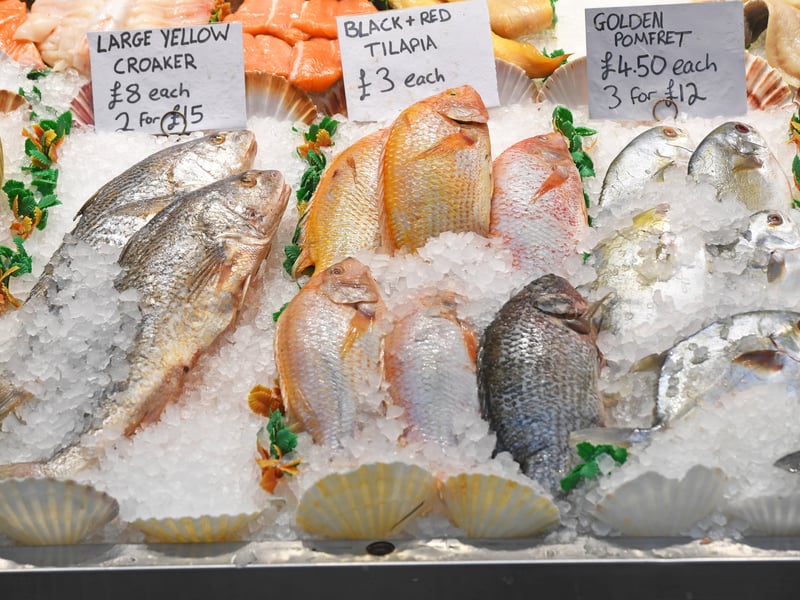 The  fish counter at Tarbett's Fishmongers