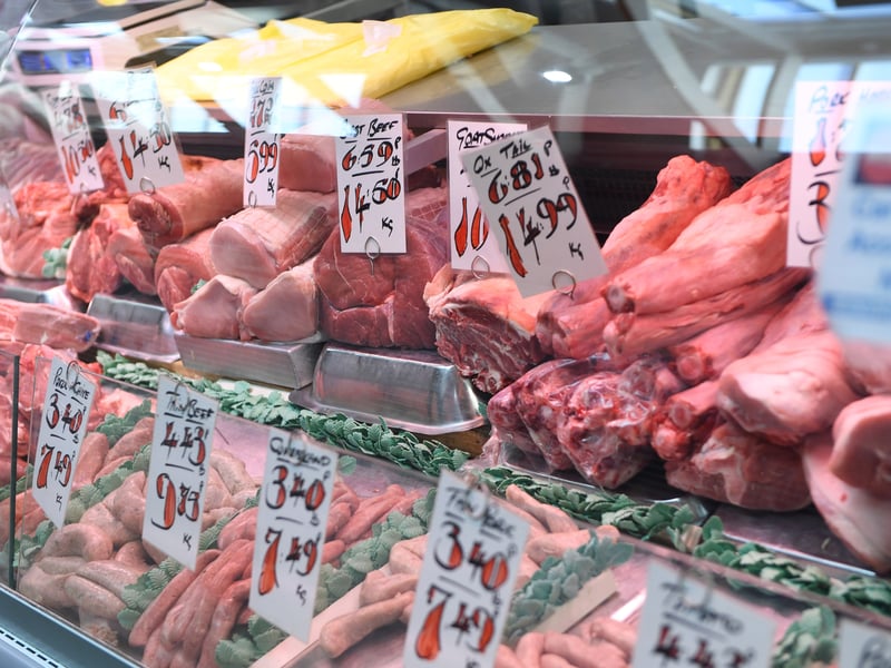 The meat counter at J P Johnston Butchers
