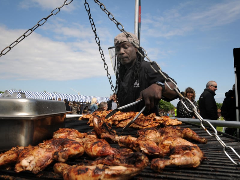 Tasty barbecue food at the Proper Food and Drink Festival 2014 at Bents Park.