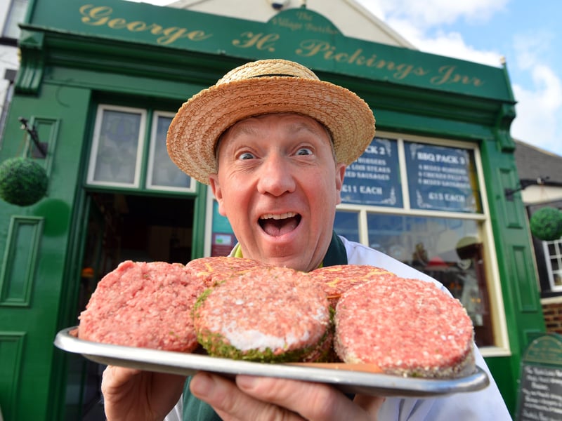 Paul Clark from Pickings Butchers had every reason to look delighted after he won a national award for best burger in 2016.
