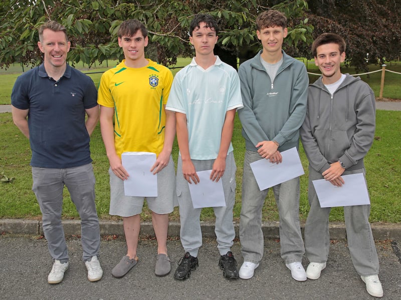 Mr Michael Lyng with students Ashley Weafer, Daniel Crilly, Marcel Fudszczyk, and Dawid Zdybel
