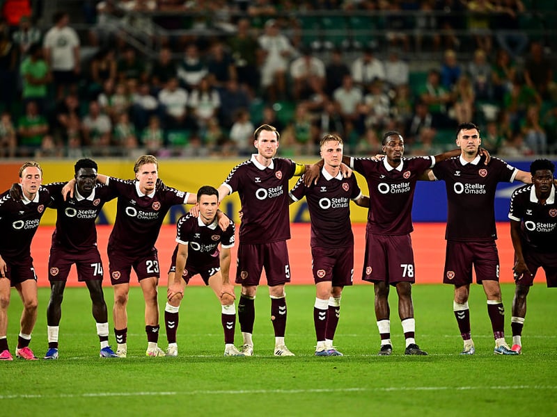 Heart of Midlothian players during the penalty shootout 