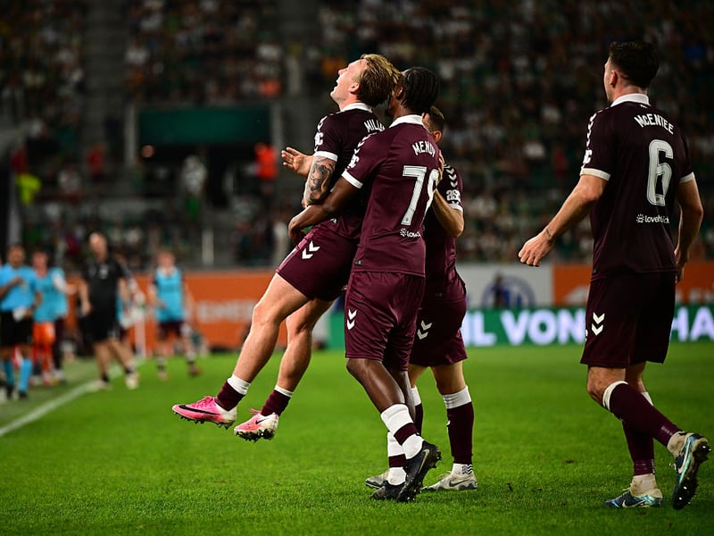 Calvin Miller of Heart of Midlothian celebrates scoring his team's second goal