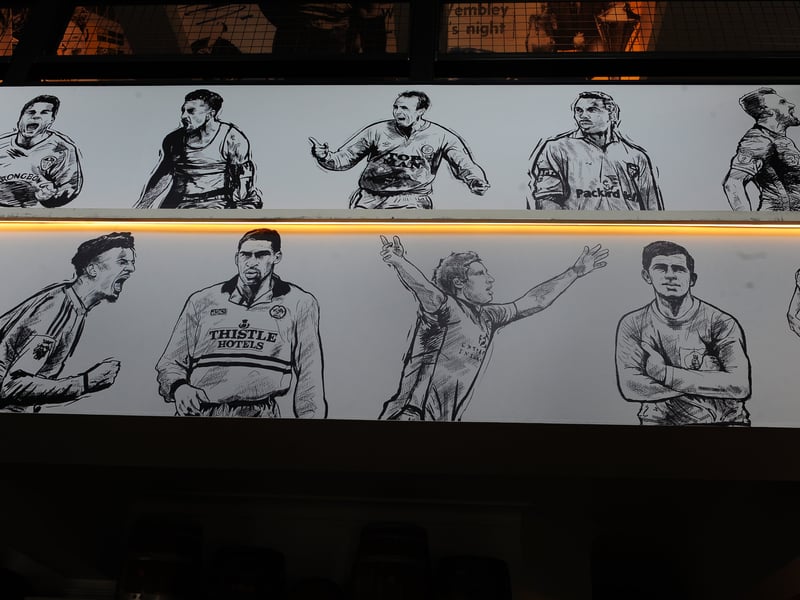 Famous Leeds United players on the mezzanine.