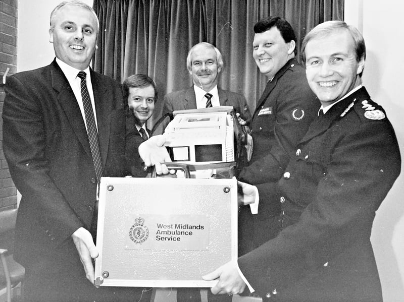 Sainsbury's staff helped raise money for heart attack victims across the West Midlands through a series of charity events in 1989. The cheque was presented at the West Midlands Ambulance Training Centre in Pelsall, with Keith Hughes, Chris Gaffen, David Holliday, Nigel Purchase and Barry Johns pictured in November. Do you remember local fundraising events like these, or taking part in a Sainsbury's charity drive?