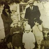 The McDonagh family (back - from left) Bridget McDonagh (nee King) holding Barbara; her husband Thomas McDonagh (brother of Private John McDonagh), with (front) Kitty, Maureen and Tommy McDonagh. 