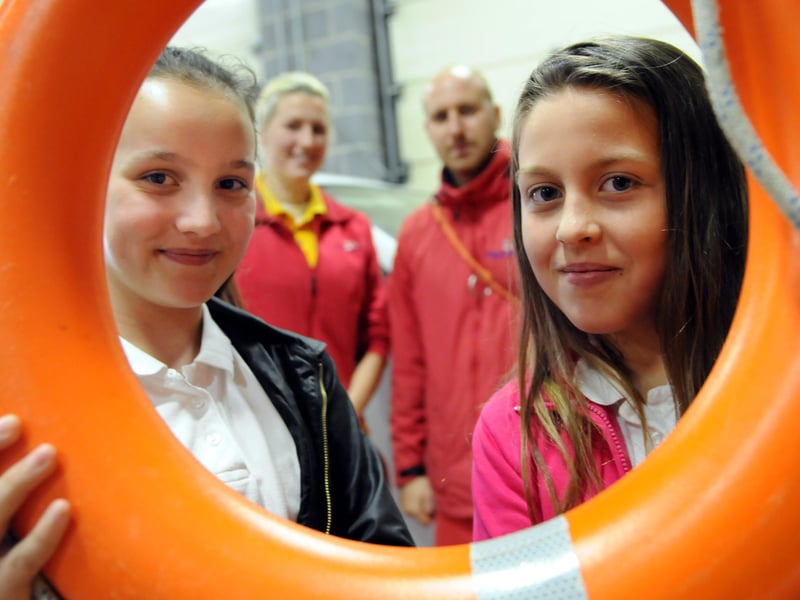 Ellie Riley and Mia Pendleton, pupils from Seaview Primary School were at South Shields Fire Station for the RAP Week (Reducing Accidents at Play) initiative in 2014.