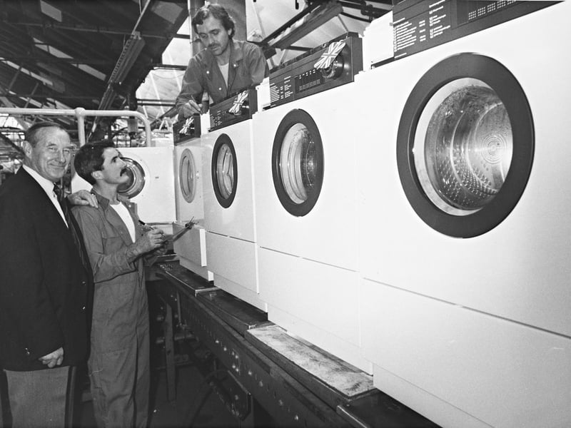 Frank Forrester watches Ron Roe and Graham Stevenson check a batch of washing machines at Servis Domestic Appliances in Darlaston in November 1989. The company was preparing to launch a new range in Germany and Belgium, giving the local factory an international ambition. Do you remember Servis washing machines, or anyone who worked at the Darlaston plant?