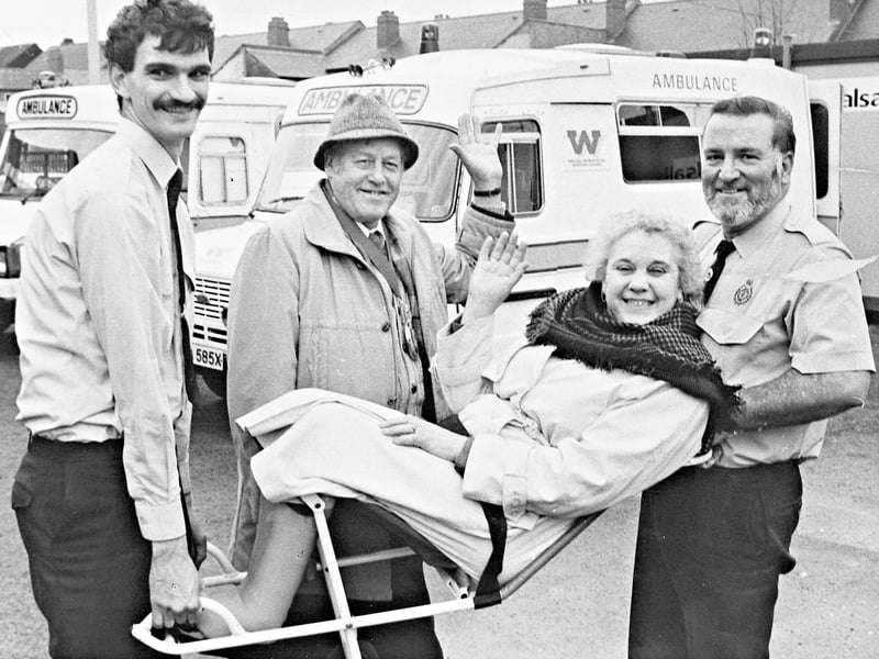 The Mayoress of Walsall, Councillor Doreen Farrell, gets a lift from ambulance staff Rob Perkins and Rodger Gluning during the launch of the ambulance service in January 1989. Also pictured is her husband, Councillor and Mayor Raymond Farrell. Do you remember the ambulance service when it first launched, or recognise any of these familiar faces?
