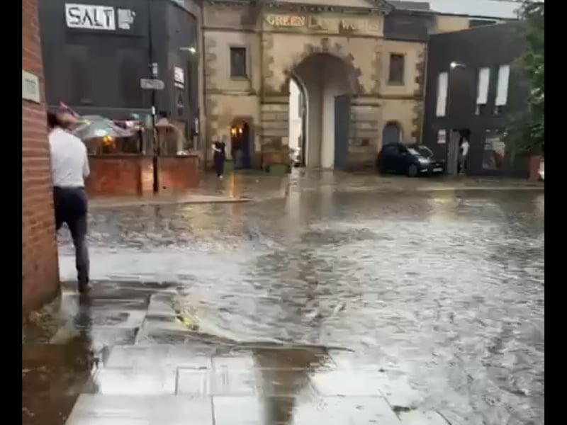 Water levels on the street at Kelham Island. Photo: Submitted