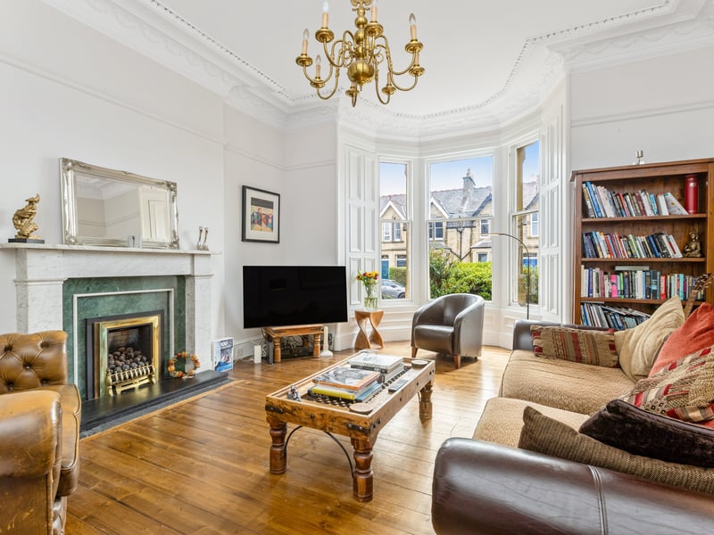 The living room is a particularly attractive space, with a large bay window and working shutters drawing in plenty of natural light, while an ornate fireplace with gas fire provides a wonderful focal point. The decorative cornicing and ceiling rose further enhance the period character of this elegant room.