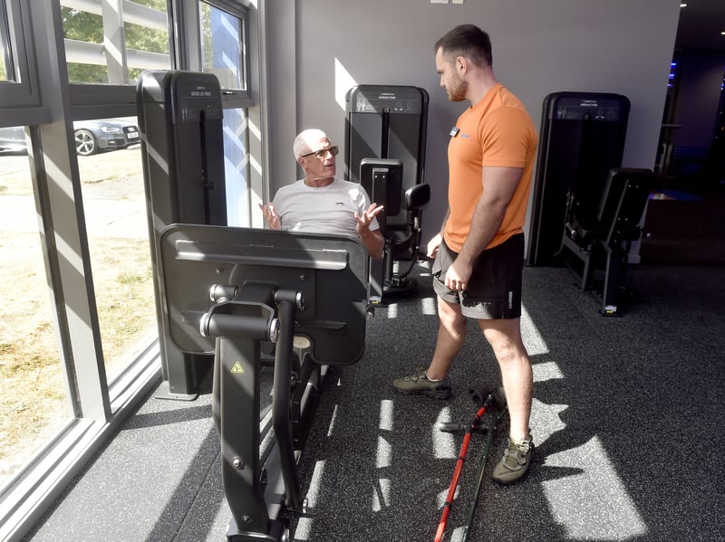 Steve Peake from Clanfield, with gym instructor Sam Hoolihan Picture: Sarah Standing (270826-5499)