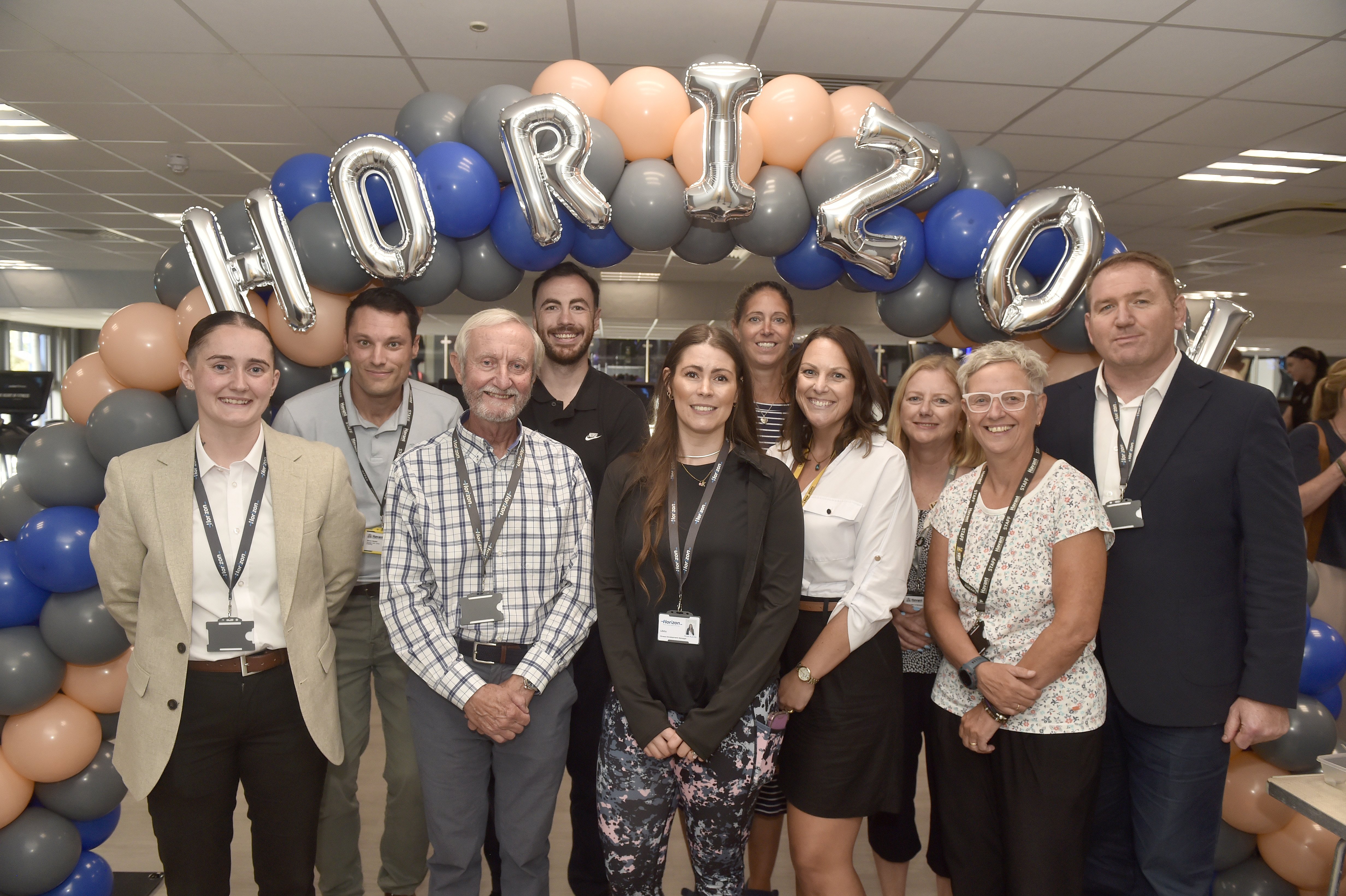 From left, general manager at Horizon Waterlooville Morgan Halpin, strategic lead for active wellbeing at Havant Borough Council Simon Hasted, chairman of Horizon trustees  Peter Lewis, regional sales manager for Pulse Fitness Cameron James, fitness development manager for Horizon Libby Swain, Katy Sexton MBE, project manager for Horizon Jo Byrne, Cllr Antonia Harrison at Havant Borough Council, executive lead at Havant Borough Council Michelle Green and chief executive of Horizon Leisure Trust Mike Lyons 
Picture: Sarah Standing (270826-5508)