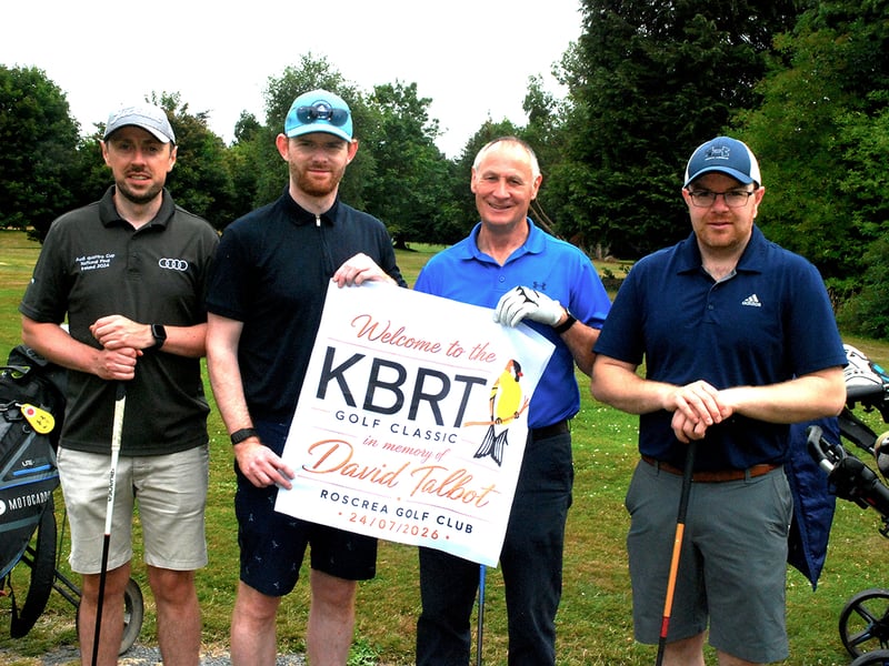 Niall Cowen, Joseph Buckley, Martin Fahy and Cairn Hackett at Roscrea Golf Club. Photo: PJ Wright