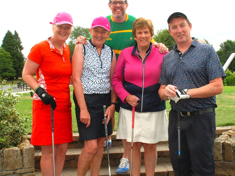 Rena Ryan, Liz Higgins, Mark Talbot, Anne Grace and George Ryan taking part in the Golf Classic. Photo: PJ Wright