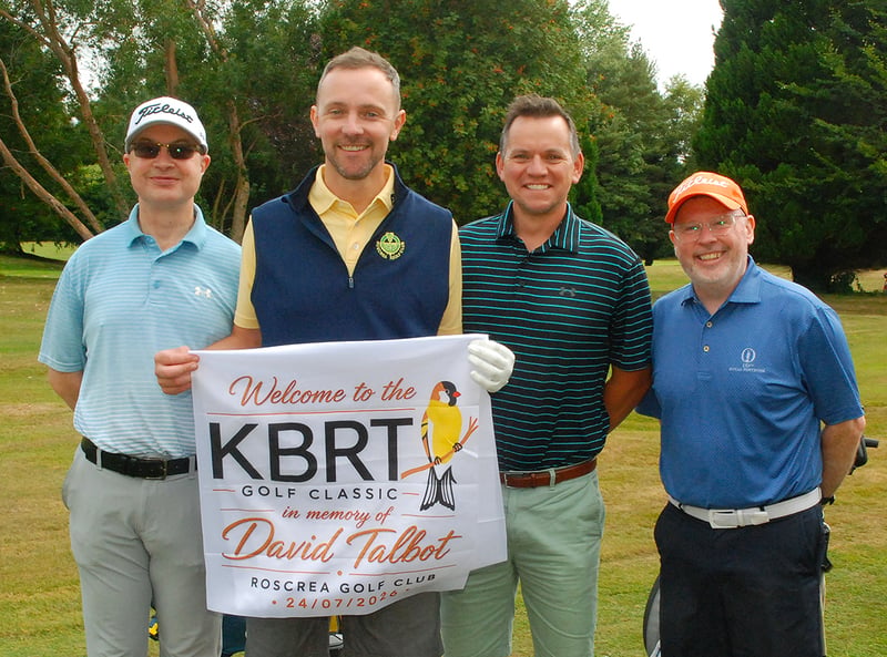 Michael Kavenagh, Andrew Goldin, Rowan Whelan, and Alan Fogarty at the Golf Classic. Photo: PJ Wright