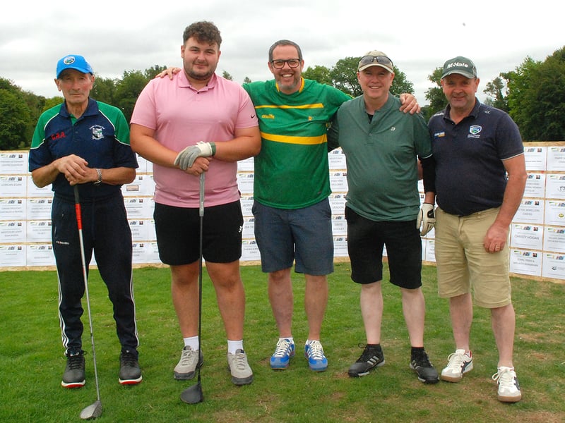 Finn O’Connor, John Bergin, Mark Talbot,  John Kealy,  and Pat Delaney at the KBRT Golf Classic. Photo: PJ Wright