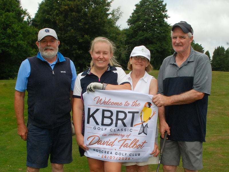 Oliver Murray, Emma Collins, Anna Kennedy and Tom Kennedy taking part in the Golf Classic. Photo: PJ Wright