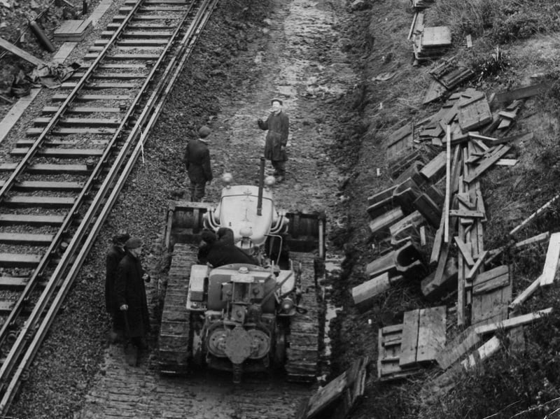 Another view from 1954 when the track between South Shields and Jarrow was being worked on.