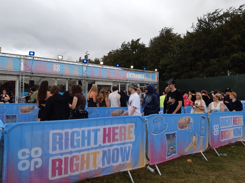 There was quite a queue at the Co-Op on Friday afternoon as campers stocked up