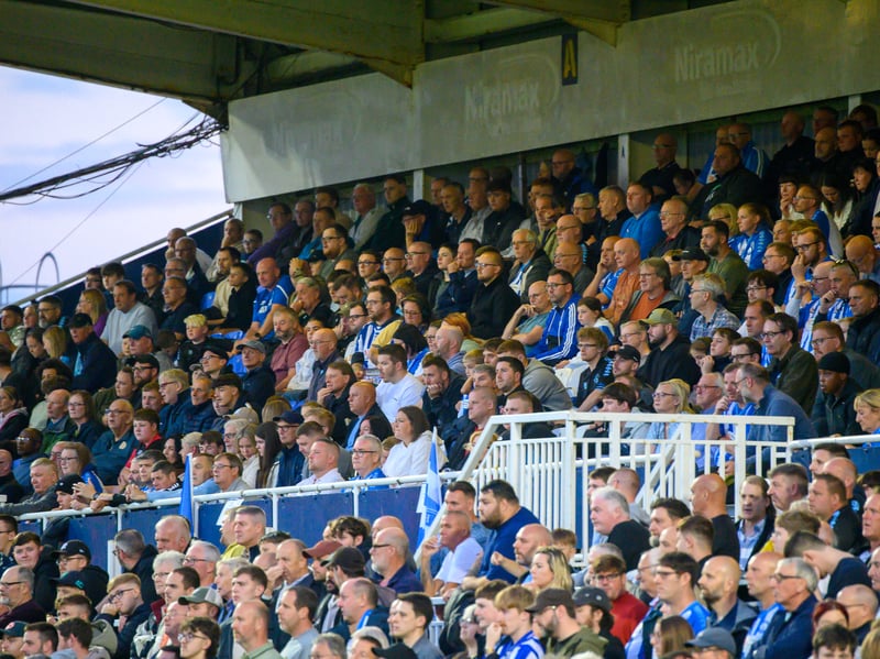 Hartlepool United fans cheer on their side in their home defeat against National League rivals Eastleigh (photo Chris Fryatt)