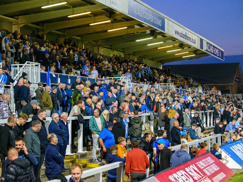 Hartlepool United fans cheer on their side in their home defeat against National League rivals Eastleigh (photo Chris Fryatt)