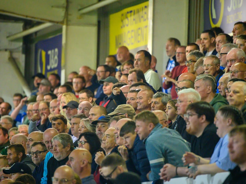 Hartlepool United fans cheer on their side in their home defeat against National League rivals Eastleigh (photo Chris Fryatt)