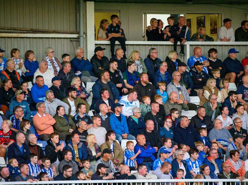 Hartlepool United fans cheer on their side in their home defeat against National League rivals Eastleigh (photo Chris Fryatt)