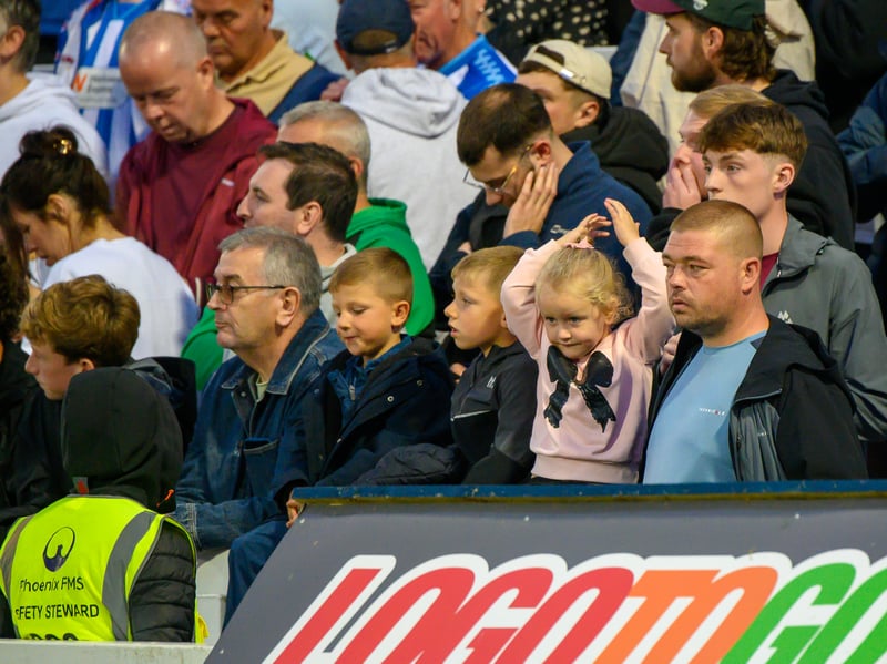 Hartlepool United fans cheer on their side in their home defeat against National League rivals Eastleigh (photo Chris Fryatt)