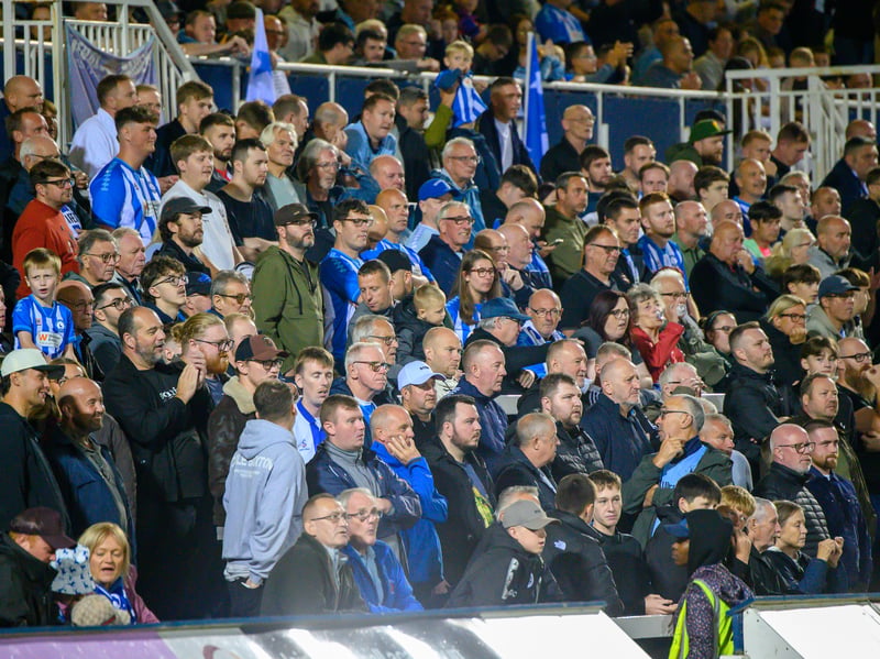 Hartlepool United fans cheer on their side in their home defeat against National League rivals Eastleigh (photo Chris Fryatt)