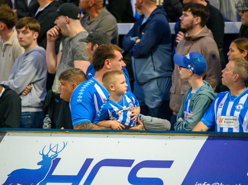 Hartlepool United fans cheer on their side in their home defeat against National League rivals Eastleigh (photo Chris Fryatt)