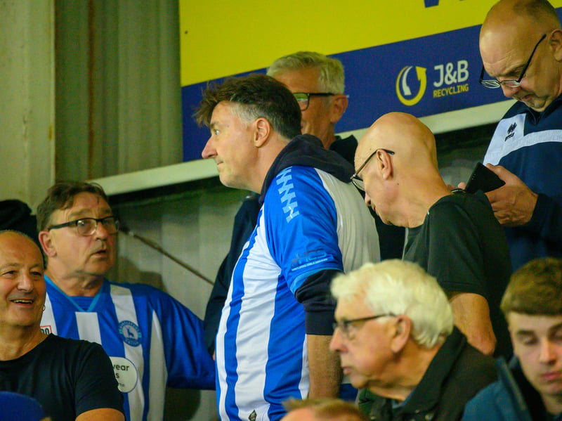 Hartlepool United fans cheer on their side in their home defeat against National League rivals Eastleigh (photo Chris Fryatt)