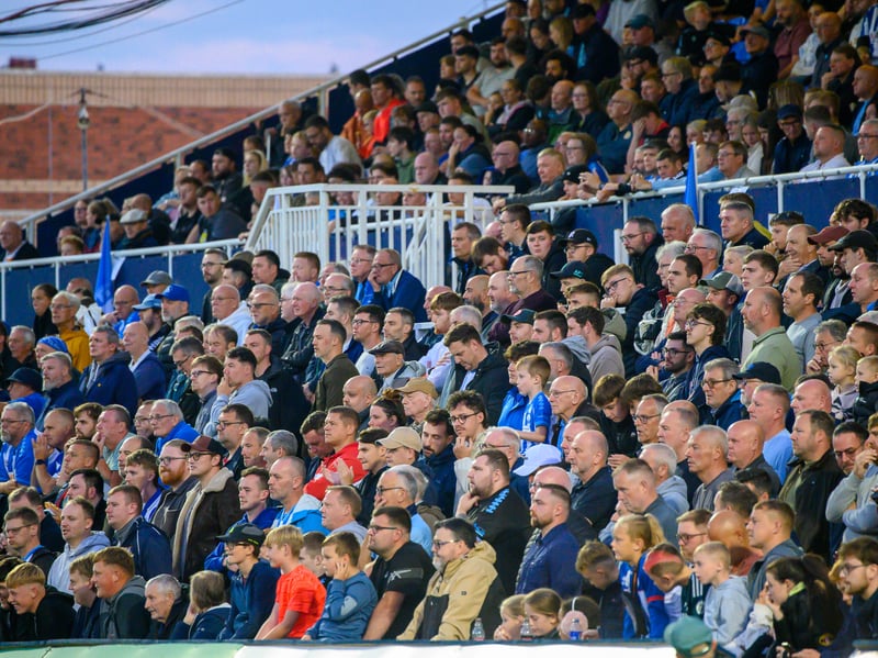 Hartlepool United fans cheer on their side in their home defeat against National League rivals Eastleigh (photo Chris Fryatt)