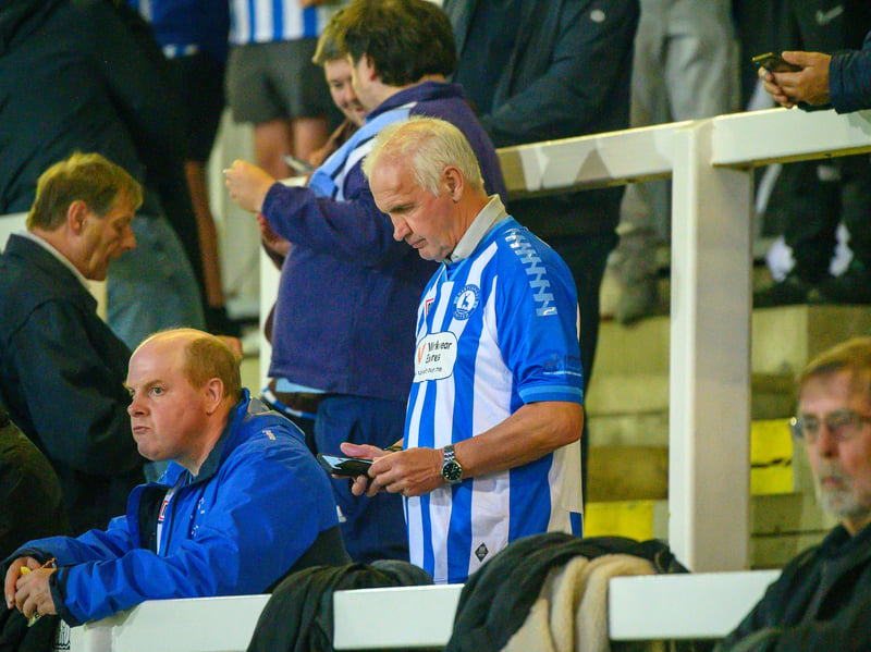 Hartlepool United fans cheer on their side in their home defeat against National League rivals Eastleigh (photo Chris Fryatt)