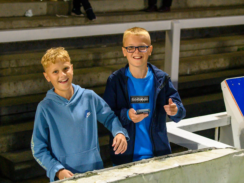 Hartlepool United fans cheer on their side in their home defeat against National League rivals Eastleigh (photo Chris Fryatt)