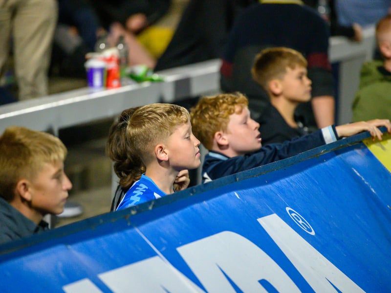 Hartlepool United fans cheer on their side in their home defeat against National League rivals Eastleigh (photo Chris Fryatt)