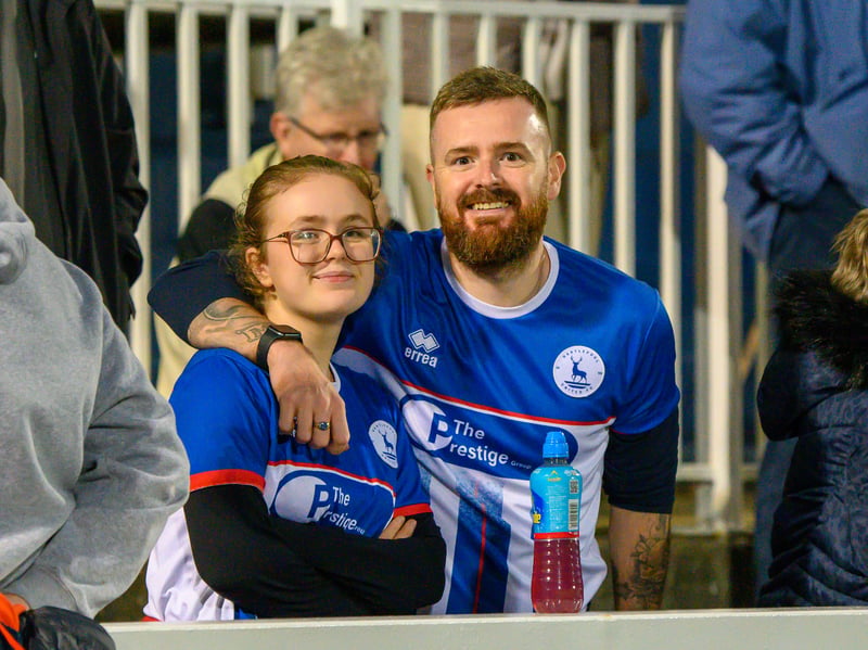 Hartlepool United fans cheer on their side in their home defeat against National League rivals Eastleigh (photo Chris Fryatt)