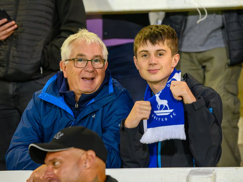 Hartlepool United fans cheer on their side in their home defeat against National League rivals Eastleigh (photo Chris Fryatt)