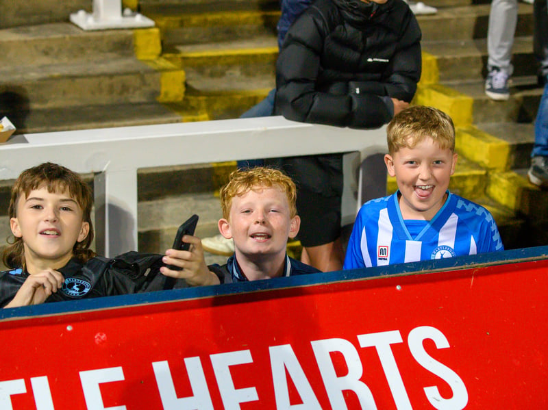 Hartlepool United fans cheer on their side in their home defeat against National League rivals Eastleigh (photo Chris Fryatt)