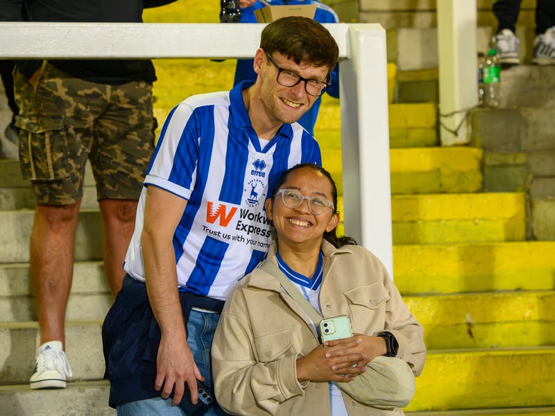 Hartlepool United fans cheer on their side in their home defeat against National League rivals Eastleigh (photo Chris Fryatt)