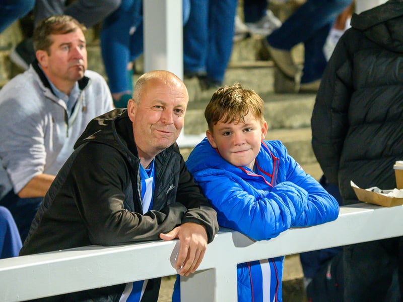 Hartlepool United fans cheer on their side in their home defeat against National League rivals Eastleigh (photo Chris Fryatt)