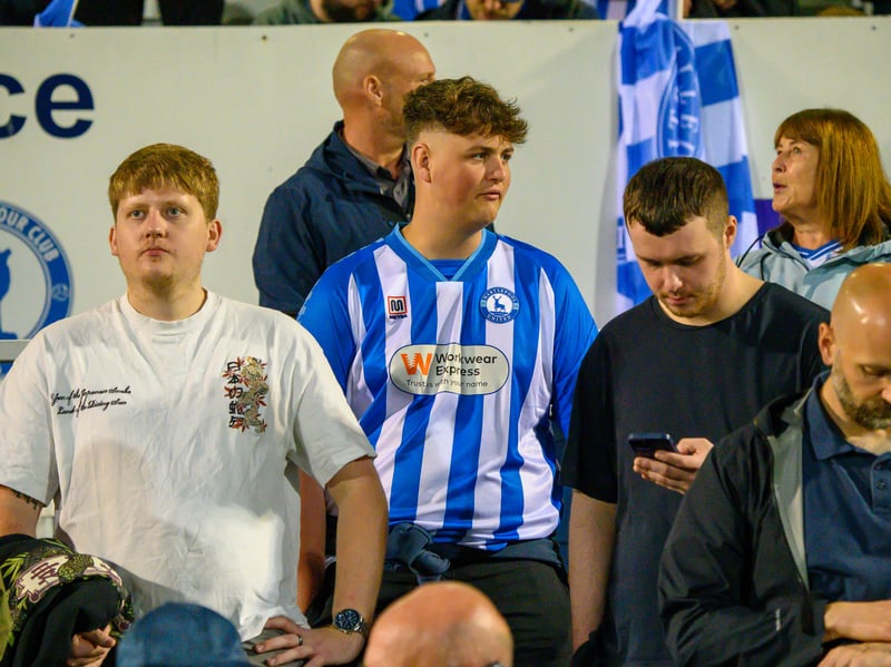 Hartlepool United fans cheer on their side in their home defeat against National League rivals Eastleigh (photo Chris Fryatt)