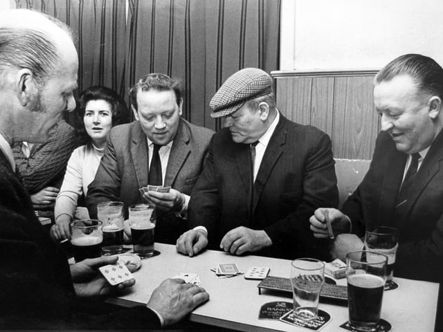 A game of cribbage is taken very seriously at the Pyle Cock pub in Wednesfield in February 1975. The players are deep in concentration as the popular pub game gets under way, offering a glimpse of a traditional pastime from more than 50 years ago. Do you remember playing cribbage at the pub, or other games that were popular in local pubs?