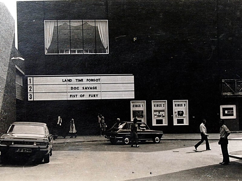 The frontage of Kings Cinema in West Bromwich advertises a trio of films – The Land That Time Forgot, Doc Savage and Fist of Fury. Behind the scenes, projectionist Albert Timmis would have been responsible for bringing the films to the big screen. Do you remember visiting Kings Cinema, or any of these films?
