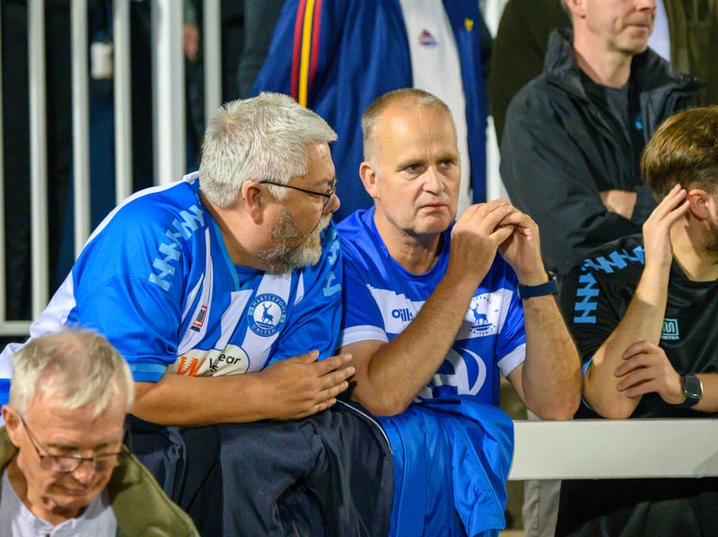 Hartlepool United fans cheer on their side in their home defeat against National League rivals Eastleigh (photo Chris Fryatt)