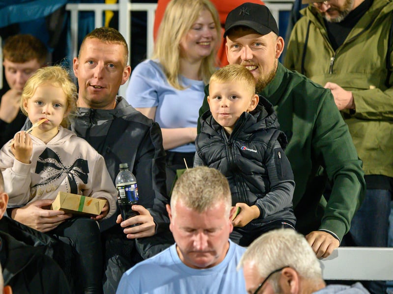 Hartlepool United fans cheer on their side in their home defeat against National League rivals Eastleigh (photo Chris Fryatt)