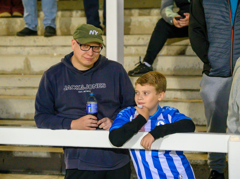 Hartlepool United fans cheer on their side in their home defeat against National League rivals Eastleigh (photo Chris Fryatt)